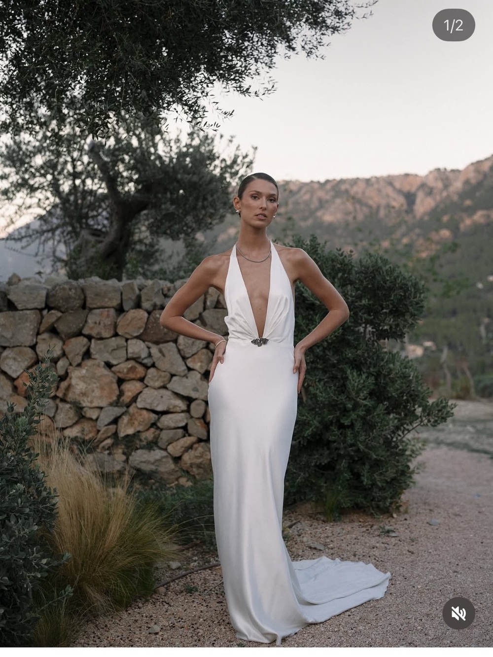 Luella- asar London- Plunge Halter Ivory Satin Wedding Gown